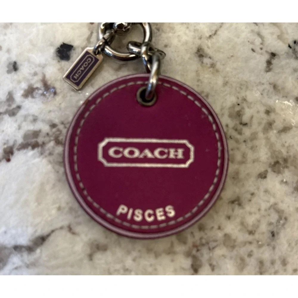 VTG Rare Limited Edition Coach Pisces Astrology Charm Key Chain Pink Silver Y2K